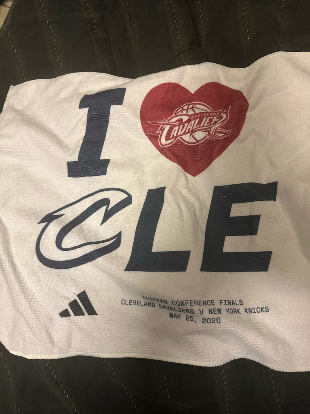 Cleveland Cavaliers vs Knicks playoffs I Heart CLE White rally towel